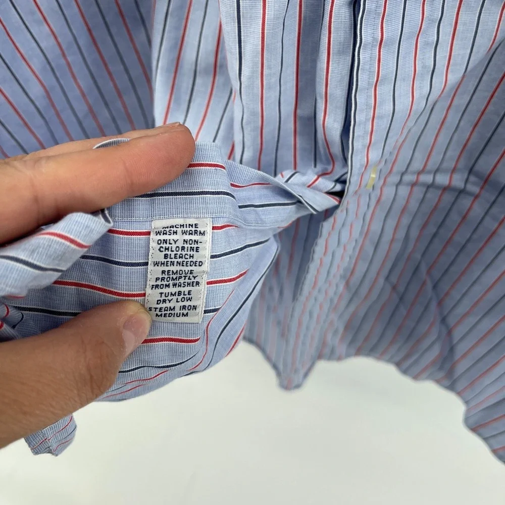 Polo Ralph Lauren Shirt Mens 17 34/35 Blue Striped Yarmouth‎